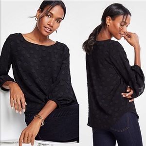 NWT Ann Taylor Clip Dot Lantern Blouse